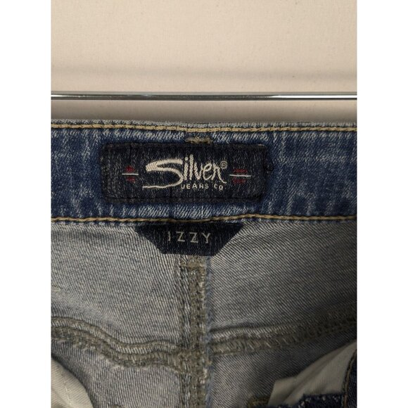 Silver Jeans Womens 28/27 Izzy Ankle Skinny Blue Floral Embroidered Distressed - Picture 7 of 9
